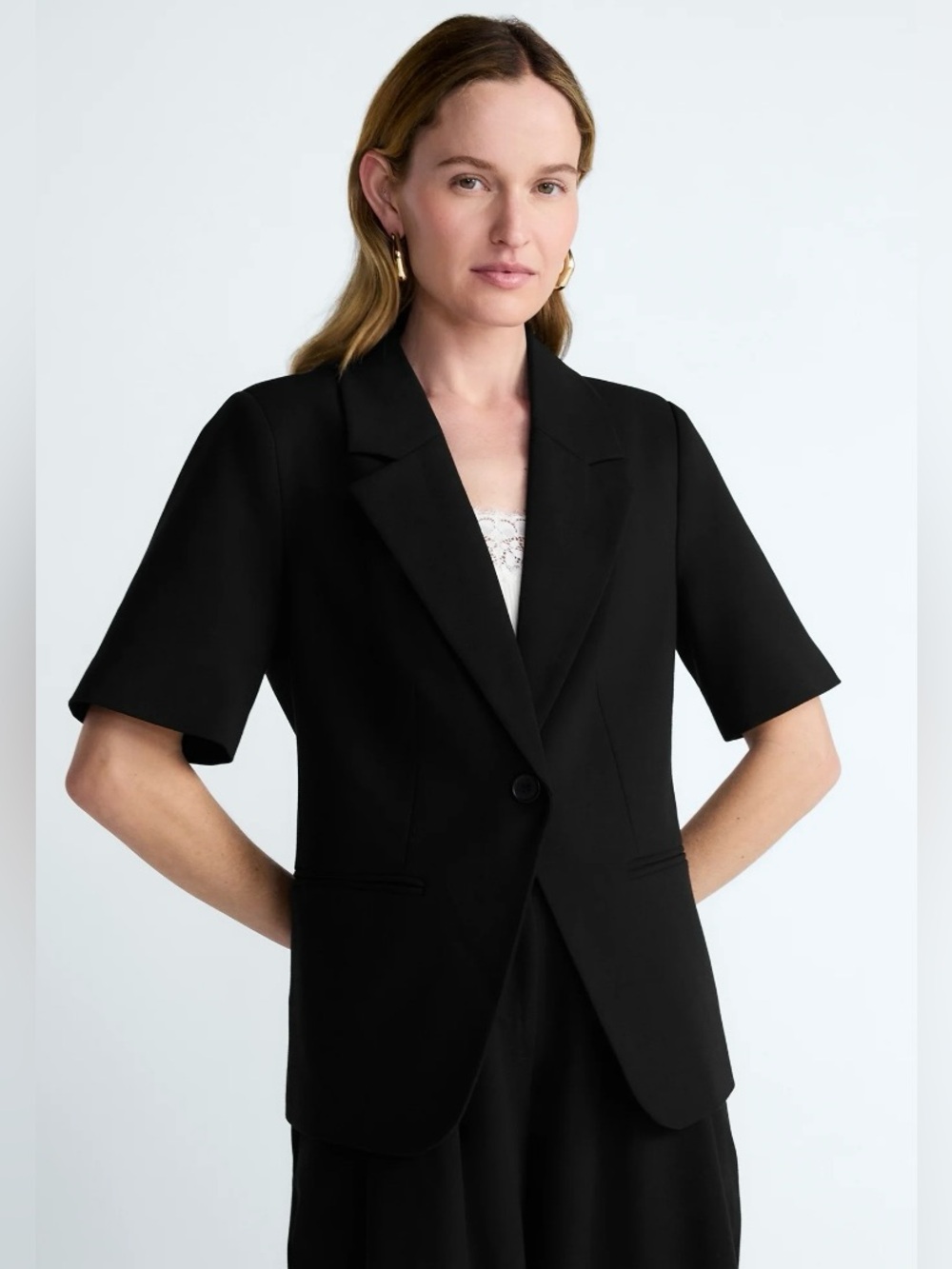 NWT Scoop Black Short Sleeve Boxy Blazer